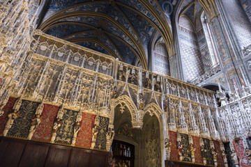 Fototapeta na wymiar The Cathedral Basilica of Saint Cecilia in Albi, France. Originally built as a fortress and claimed to be the largest brick building in the world. A World Heritage Site since 2010