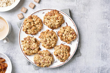 Healthy oatmeal cookies, top view