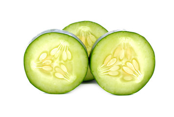 Fresh slice cucumber on white background