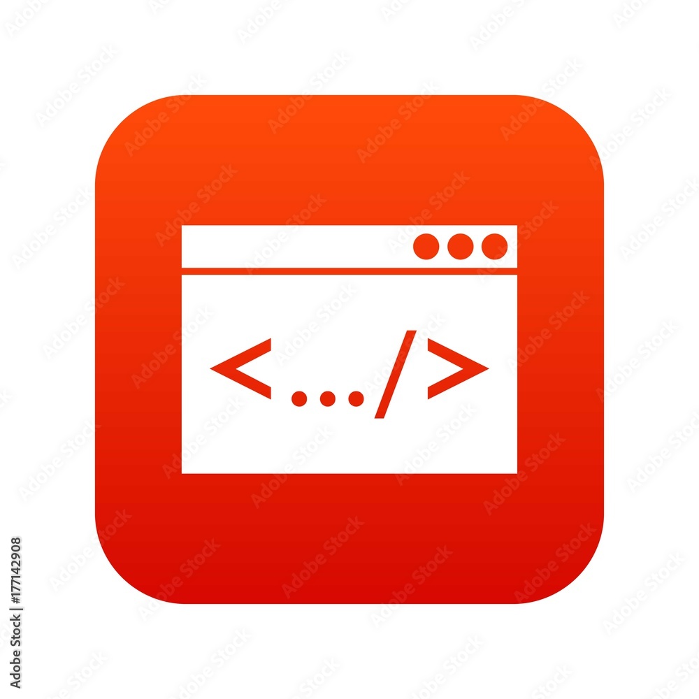 Poster code window icon digital red