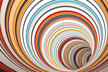 Fototapeta na wymiar Turning tunnel of colorful rings, 3d render