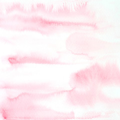 Pink abstract watercolor painting textured on white paper background