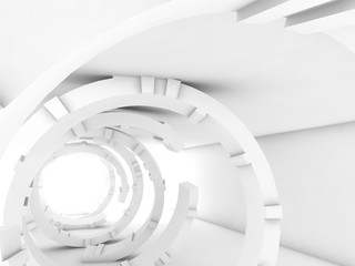 Abstract white interior, futuristic digital tunnel