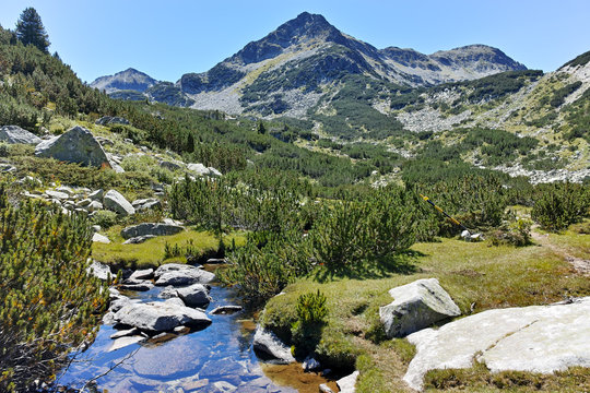 Amazing landscape with Valyavitsa river and Valyavishki chukar peak, Pirin Mountain, Bulgaria