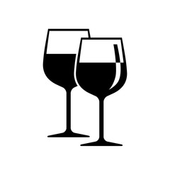 Black wineglass vector icon on white background
