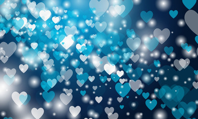 vector blue background with hearts