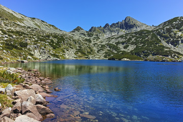 Fototapeta na wymiar Amazing landscape with Valyavishki lakes and Dzhangal peak, Pirin Mountain, Bulgaria