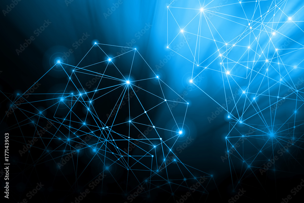 Poster abstract background with connected lines and dots for your design. smooth lines, beautifully intertw