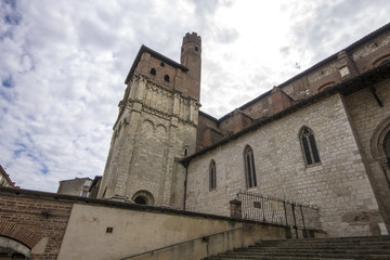 Fototapeta na wymiar The Saint-Salvi Collegiate Church in Albi, France. A World Heritage Site since 2010.