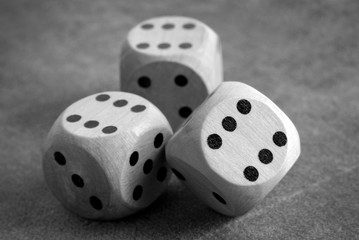 closeup of the dices on table