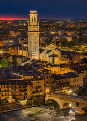 Obraz premium View of Verona by night, Italy