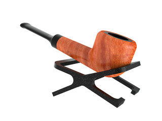 3D render of a smoking pipe isolated on a white background