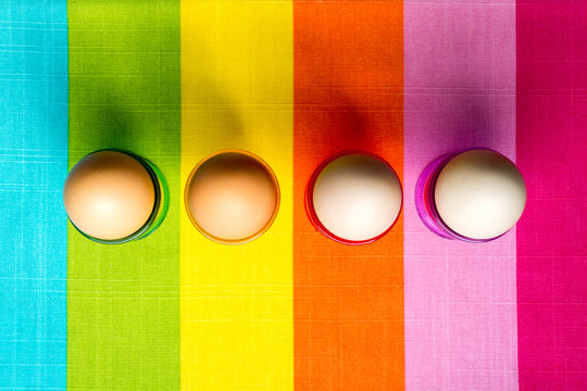 Eggs on colorful background