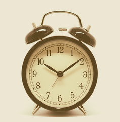 Alarm old clock retro, vintage, style isolated on white background.