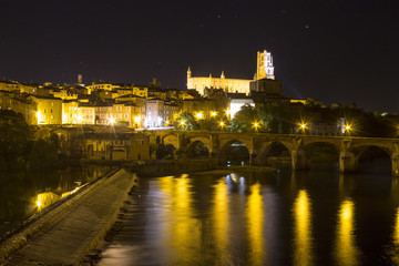 Fototapeta na wymiar Night view of the Episcopal City of Albi, France, a World Heritage Site since 2010