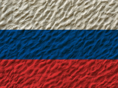 Russian flag painted on the wall. 