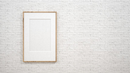 Frame template on the wall in room / 3D render image