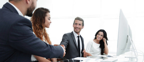 businessmen hand shake, during meeting