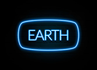 Earth  - colorful Neon Sign on brickwall
