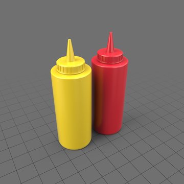 Ketchup and mustard bottles