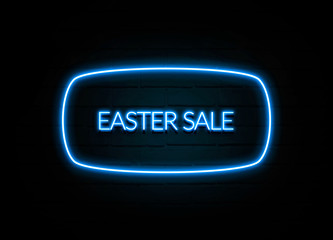 Easter Sale  - colorful Neon Sign on brickwall