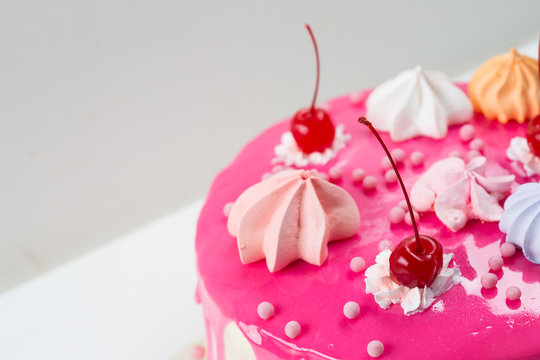 Pink cake decorated
