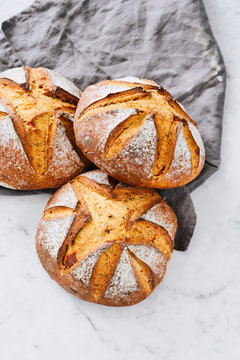 Tomato basil bread loaves. Wheat bread with tomatoes