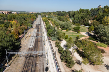 Views of Madrid, from the cable car of the Casa de Campo, with air contaminated by pollution