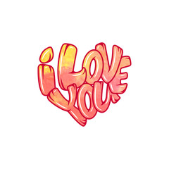 Big heart with lettering - I love you, in all languages of the world