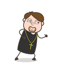 Cartoon Priest Running Pose Vector