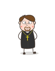 Comic Flushed Face Priest Character Expression Vector