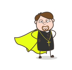 Smiling Super-Hero Priest Character Vector