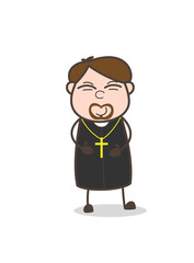 Comic Priest Smiling Face Expression Vector