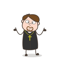 Worried Cartoon Priest Face Expression Vector