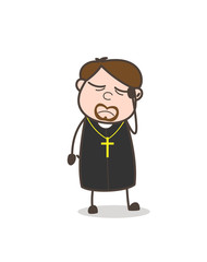 Cartoon Priest Feeling Headache Vector Concept
