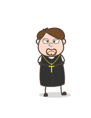 Rude Cartoon Priest Character Vector