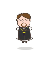 Priest Lost in Meditation Vector Concept