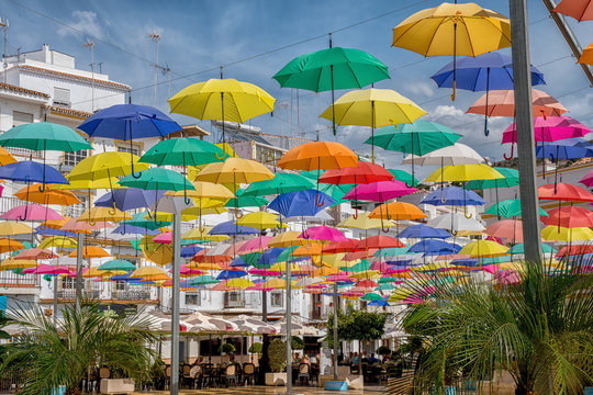 colorful umbrellas in the sky