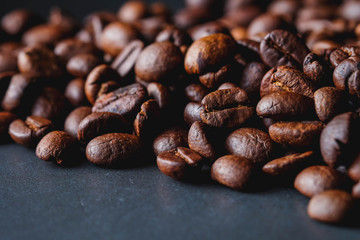 Coffee beans of popular drinks with filter effect retro vintage style