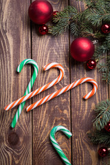 Christmas background on wooden