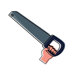   hand with  saw vector illustration