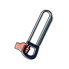  hand  with saw  vector illustration