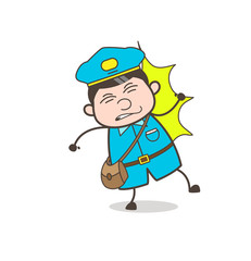 Cartoon Mailman Got Punch on Mouth Vector