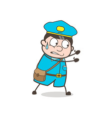 Cartoon Mailman Pushing with Hands Vector