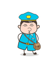 Comic Postman Making Funny Faces Vector