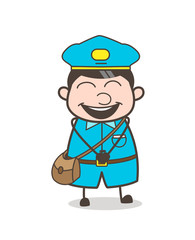 Joyful Comic Postboy Laughing Face