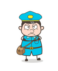 Cartoon Mailman Character in Aggressive Mood Vector