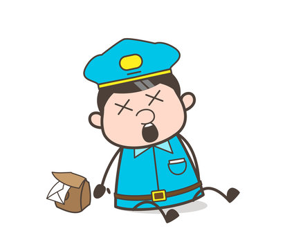 Cartoon Postboy Fall-Down and Got Hurt Vector