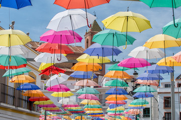 Fototapeta na wymiar colorful umbrellas in the sky