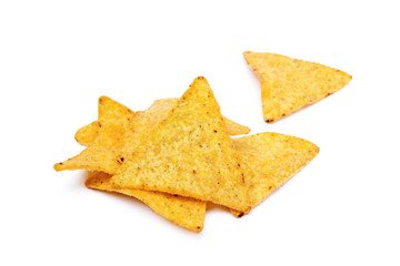Corn chips,triangle, nachos isolated on white background © george3973